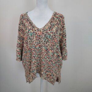 Lou & Grey For Loft Multicolor Knit Short Sleeve Sweater Size Large